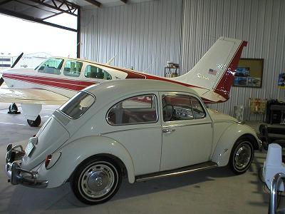 The Bug in it's new &amp;quot;barn&amp;quot;, a hangar it shares with a Beechcraft Bonanza
